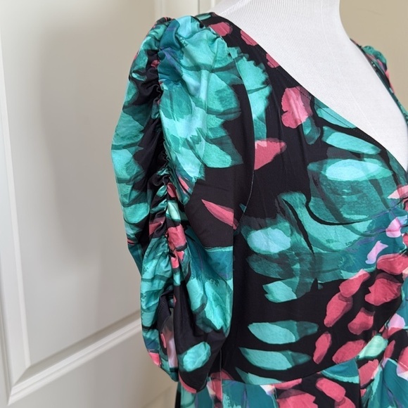 Torrid Mini Studio Knit Cinch Front Skater Butterfly Print Teal/Pink Dress Sz 1X - Picture 7 of 9